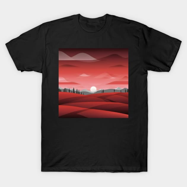 Stunning red landscape minimalist art T-Shirt by Spaceboyishere